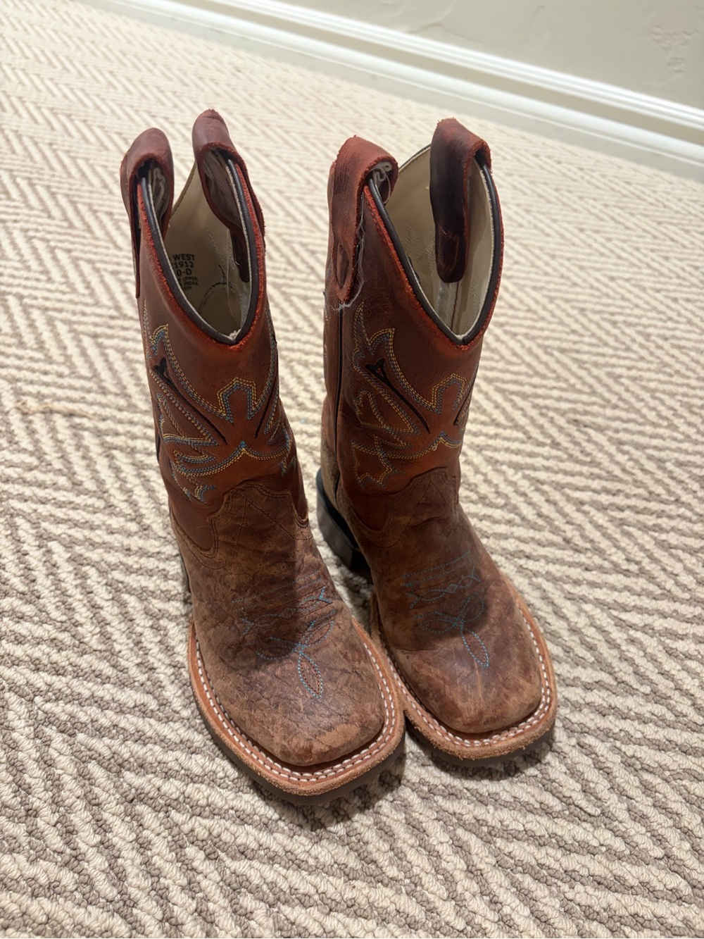 Old west kids Leather Western Cowboy Boots